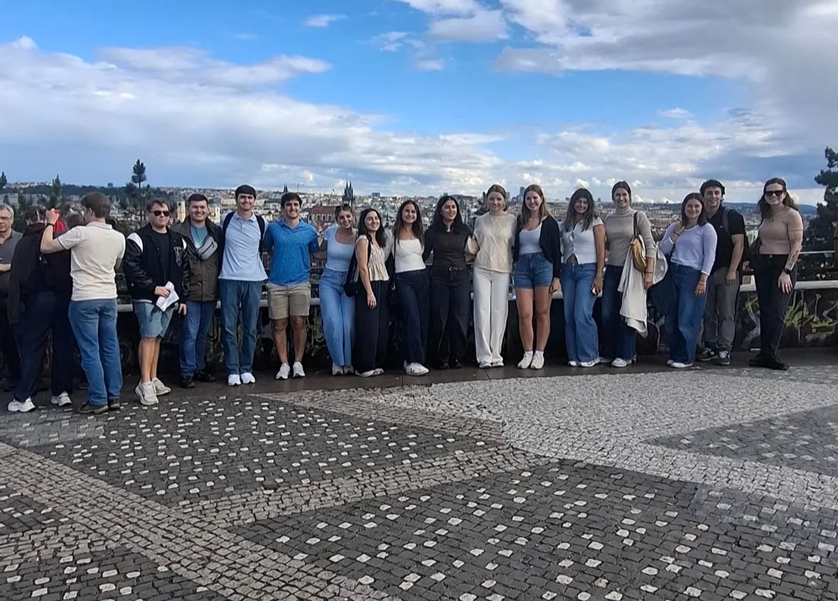 Travelers sharing a panoramic city experience
