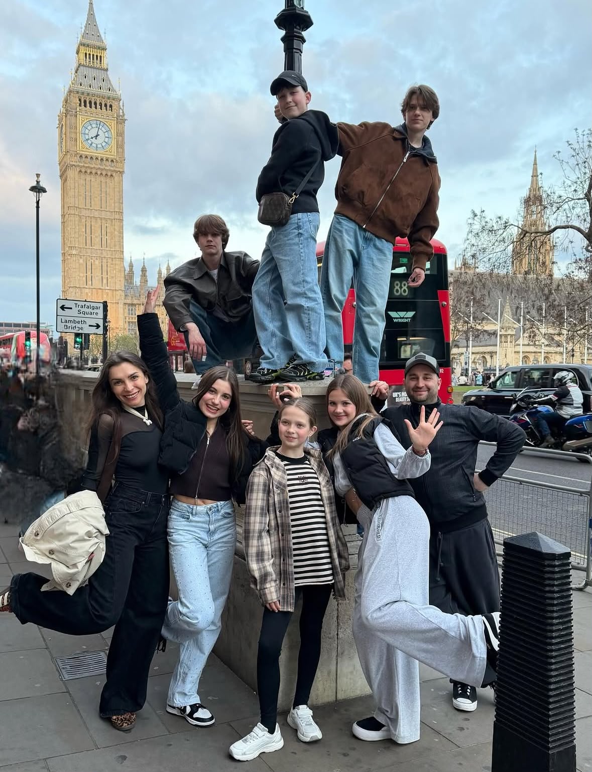 Travel group near Big Ben in London